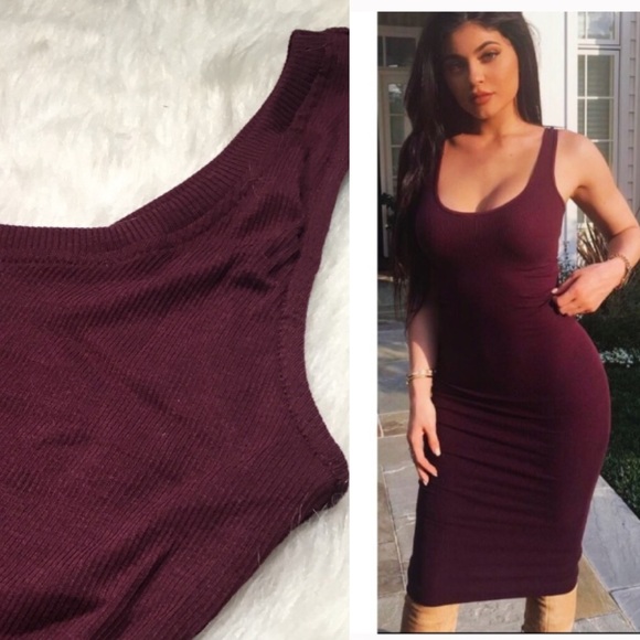 Sugar Punch Couture Dresses & Skirts - BURGUNDY RIBBED TANK DRESS